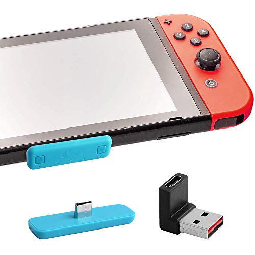 GeeekPi NS07 Route Air Adaptador Bluetooth Audio Transmisor con aptX de Baja Latencia para Nintendo Switch Switch Lite PS4 PC (Azul)
