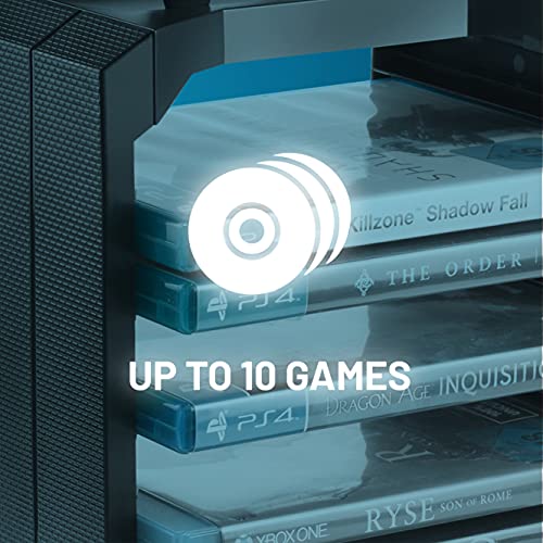 Geekhome - Universal Games Storage Tower para 10 juegos, compartimento extra para accesorios, almacenamiento para mandos - apto para Playstation 5, Xbox Series S & X, Xbox One, PS4, PS3, Blu Rays