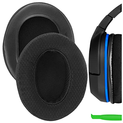 Geekria Almohadillas de repuesto de tela de malla para Turtle Beach Stealth 400, 500X, 700X, 420X, Ear Force XO SEVEN, XP500, PX5, PX4, X42, almohadillas para los oídos (negro)