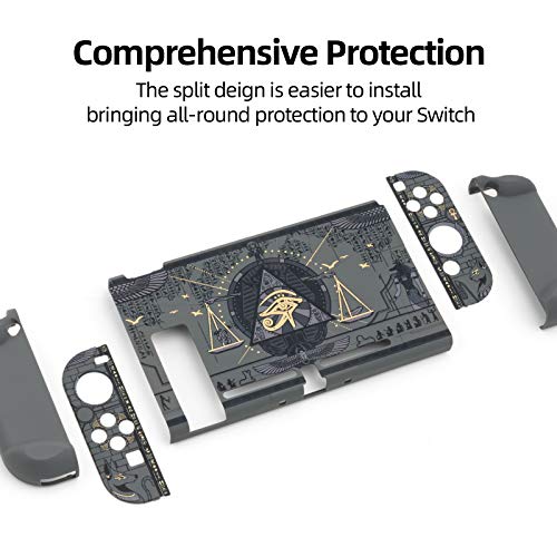 GeekShare Delgada Funda Protectora Compatible con Nintendo Switch y Joy con, Carcasa para Nintendo Switch-Absorción de Golpes y Antiarañazos-Estilo Egipcio