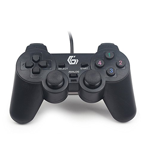 Gembird JPD-UDV-01 Gamepad PC Negro Mando y Volante - Volante/Mando (Gamepad, PC, Analógico/Digital, D-Pad, Alámbrico, USB 2.0)