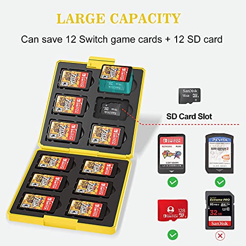 Genrics Funda de Juegos Compatible con Nintendo Switch con 12 Ranuras para Almacenamiento de Tarjetas de Juego y 12 Ranuras para Tarjetas SD, Estuche para Nintendo Switch Lite NS (？)