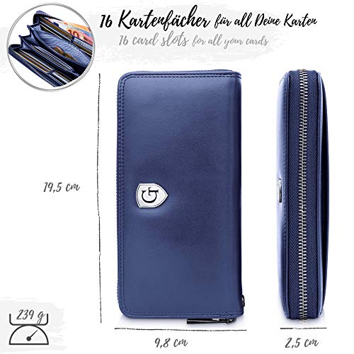 GenTo® Milan - Gran Billetera para Damas con protección RFID y NFC - Billetera XL con Muchos Compartimentos - Regalo para Damas