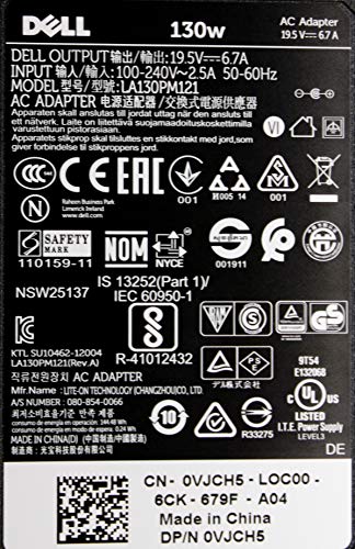 Genuino Dell 19.5v 6.7a original 130W PA4E PA-4E (7.4x5.0 mm con punta Pines) XPS portátiles Latitude y Precision - Nueva versión slim actualizada del PA13 PA-13