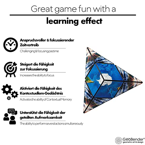 GeoBender - Cubo magnetico 3D 1 x World con 104 variaciones - Juguete antiestres de Rompecabezas para niños y Adultos - Juegos de Puzzle de Paciencia Creativo - Infintiy Cube de Jugar de Aprendizaje