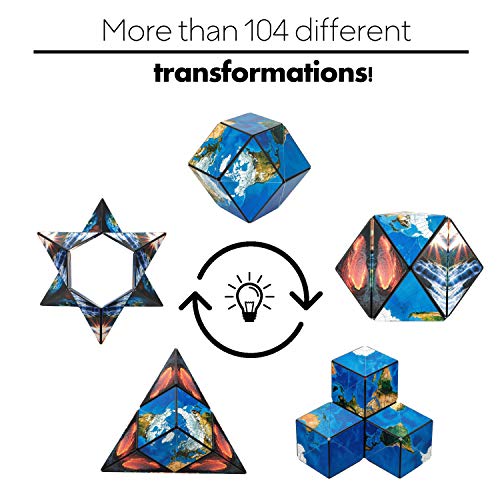 GeoBender - Cubo magnetico 3D 1 x World con 104 variaciones - Juguete antiestres de Rompecabezas para niños y Adultos - Juegos de Puzzle de Paciencia Creativo - Infintiy Cube de Jugar de Aprendizaje