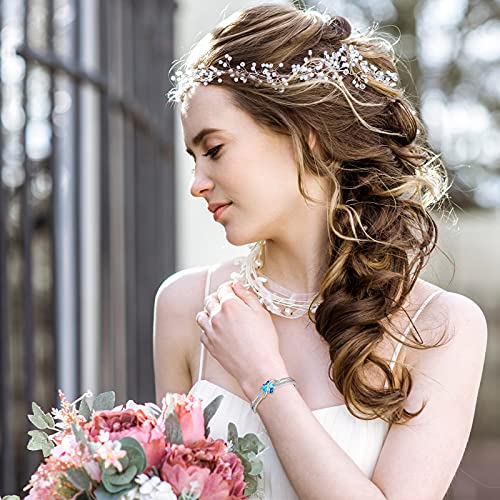 George Smit - Pulsera clásica de plata para mujer, oro rosa con cristal, pulsera de cumpleaños para mujer y mamá, Crystal,