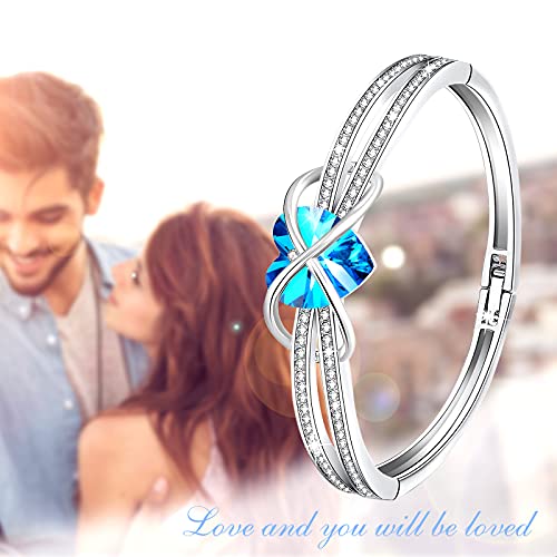 George Smit - Pulsera clásica de plata para mujer, oro rosa con cristal, pulsera de cumpleaños para mujer y mamá, Crystal,