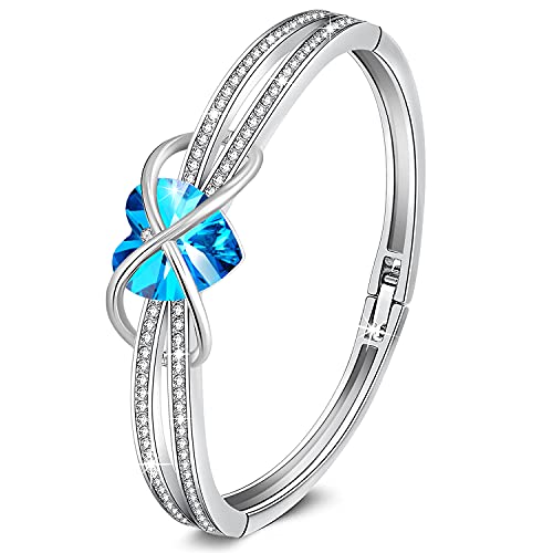 George Smit - Pulsera clásica de plata para mujer, oro rosa con cristal, pulsera de cumpleaños para mujer y mamá, Crystal,