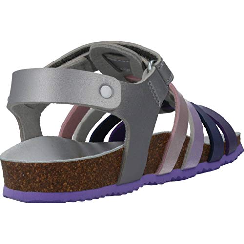 Geox J NEW SANDAL ALOHA G Sandalias Con Punta Abierta Niñas, Plateado (Silver/Lilac), 38 EU