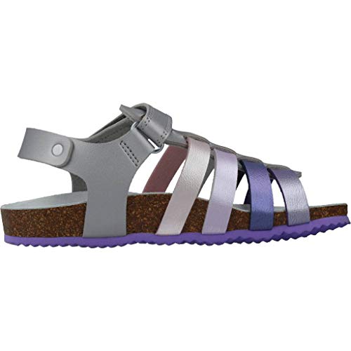 Geox J NEW SANDAL ALOHA G Sandalias Con Punta Abierta Niñas, Plateado (Silver/Lilac), 38 EU