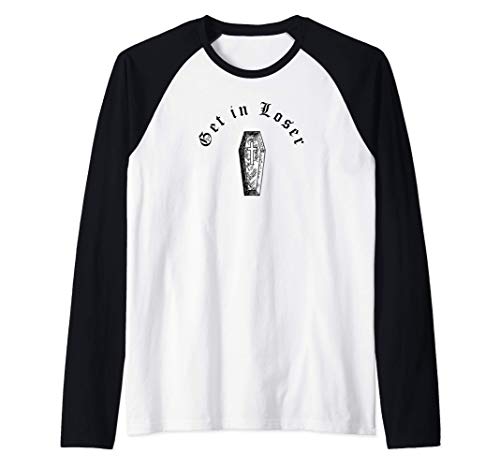 Get In Loser Coffin Pastel Goth Grunge Halloween Aesthetic Camiseta Manga Raglan