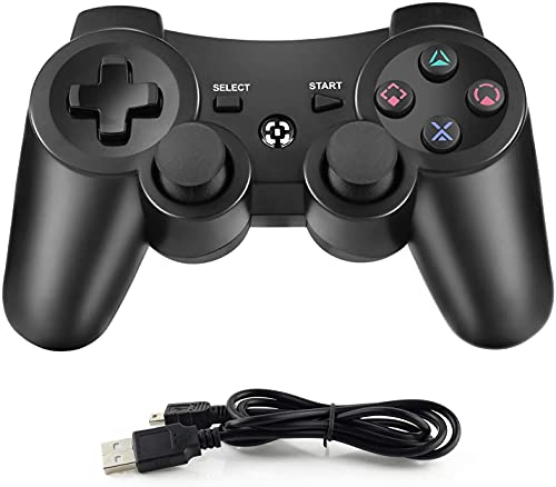 Gezimetie mando Inalámbrico para PS3, controlador inalámbrico Six-Axis y Doble Vibración, Bluetooth mando con cable de carga para mando de PS3