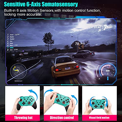 Gezimetie Mando para N-Switch/Switch Lite, Wireless Bluetooth pro Controller Controlador Inalámbrico con Botón Trasero, con Wake-Up Function/Turbo/Dual Shock/6-Axis Gyro