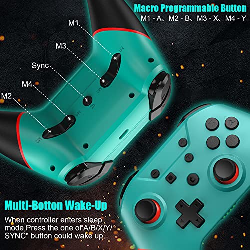 Gezimetie Mando para N-Switch/Switch Lite, Wireless Bluetooth pro Controller Controlador Inalámbrico con Botón Trasero, con Wake-Up Function/Turbo/Dual Shock/6-Axis Gyro