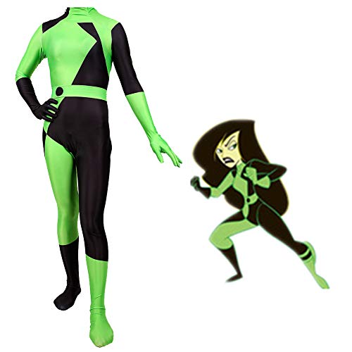 GGOODD Anime Kim Possible XI Guo Cosplay Disfraz Adulto Niño Verde Mono Delgado Traje De Combate Halloween Fiesta De Carnaval,Men,S