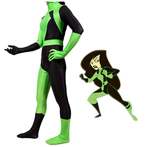 GGOODD Anime Kim Possible XI Guo Cosplay Disfraz Adulto Niño Verde Mono Delgado Traje De Combate Halloween Fiesta De Carnaval,Men,S