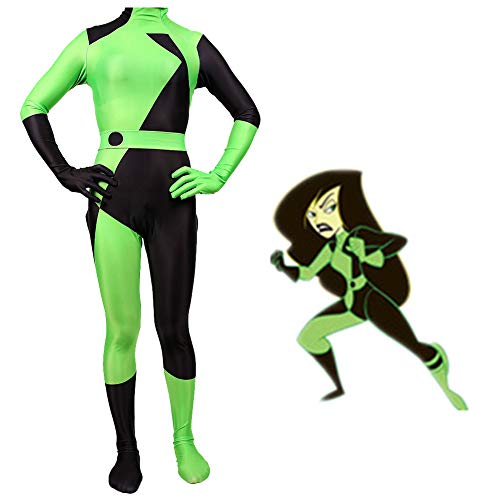 GGOODD Anime Kim Possible XI Guo Cosplay Disfraz Adulto Niño Verde Mono Delgado Traje De Combate Halloween Fiesta De Carnaval,Men,S