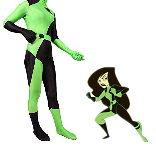 GGOODD Anime Kim Possible XI Guo Cosplay Disfraz Adulto Niño Verde Mono Delgado Traje De Combate Halloween Fiesta De Carnaval,Women,XXL