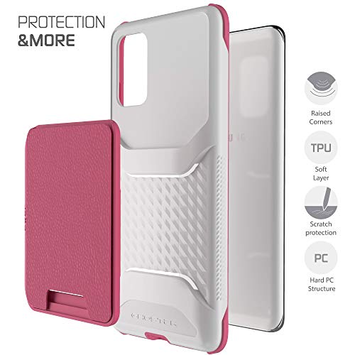 Ghostek Exec Galaxy S20 Plus Wallet Case Card Holder for Women Girls with Magnetic Leather Card Pocket Easily Detachable for Wireless Charging Designed for Samsung Galaxy S20 Plus (6.7 Inch) (Pink)