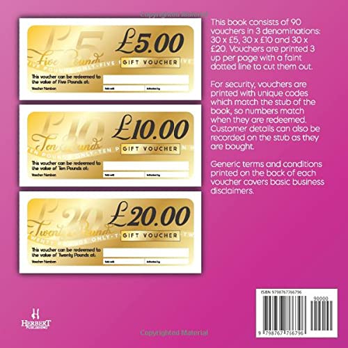 Gift Voucher Book For Beauty Salons To Offer Their Customers Gift Vouchers: Includes £5, £10 and £20 Gift Vouchers Which Can Be Sold To Customers & Clients