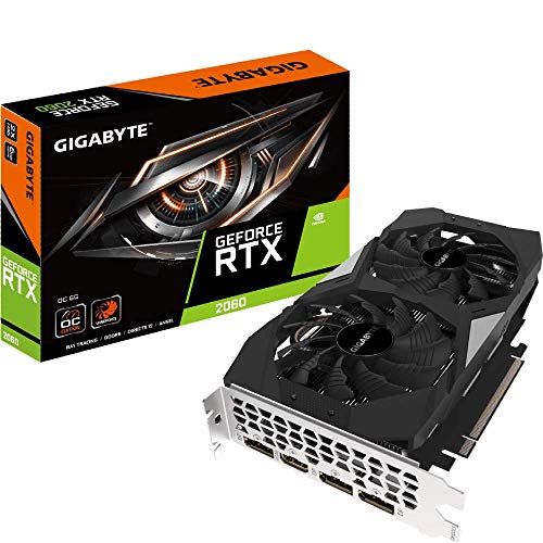 Gigabyte , GV-N2060OC-6GD REV2.0 Gv-N2060OC-6GD GeForce RTX 2060 OC GG, 2 Ventiladores Windforce, 6 GB 192 bits GDDR6, Tarjeta de Video REV2.0