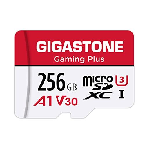 Gigastone 256GB Tarjeta de Memoria Micro SD, Gaming Plus, Compatible con Nintendo Switch, Alta Velocidad 100 MB/s, Grabación de Video 4K, Micro SDXC UHS-I A1 Clase 10, con Adaptador