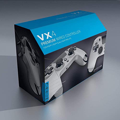 Gioteck - VX4 - Mando PS4 Wired, Controlador Cableado para la Playstation 4, 3,5 mm Puerto de Audio, Soporta vibraciones y movimientos, Compatible con PS4 y PC Titanium (Windows 8.1), gris