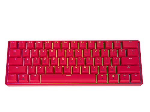 GK61 Teclado mecánico para juegos - 61 teclas multicolor RGB iluminado LED retroiluminado con cable programable para PC/Mac Gamer (Gateron óptico rojo, rojo)