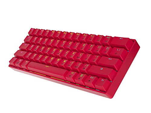 GK61 Teclado mecánico para juegos - 61 teclas multicolor RGB iluminado LED retroiluminado con cable programable para PC/Mac Gamer (Gateron óptico rojo, rojo)