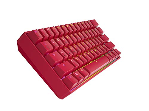 GK61 Teclado mecánico para juegos - 61 teclas multicolor RGB iluminado LED retroiluminado con cable programable para PC/Mac Gamer (Gateron óptico rojo, rojo)