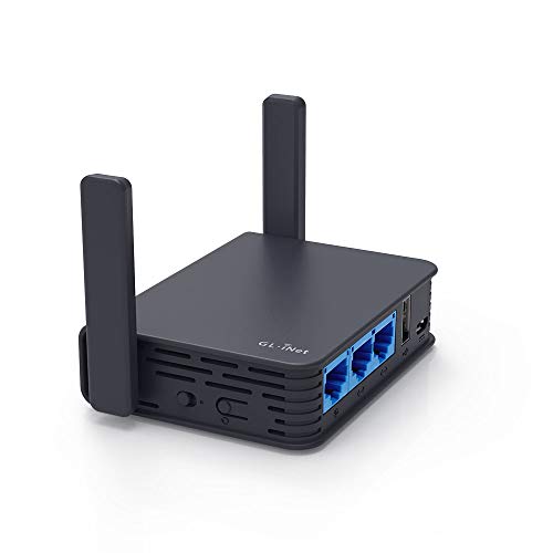 GL.iNet GL-AR750S-Ext (Slate) Gigabit Travel AC VPN Router, 300Mbps(2.4G)+433Mbps(5G) Wi-Fi, 128MB RAM, Soporte de MicroSD, Puente Repetidor, OpenWrt/LEDE preinstalado, Cloudflare DNS