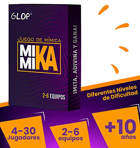 Glop Mimika - Juego de Mímica - Juegos de Mesa - Juegos de Mesa Adulto para Fiestas con Amigos - Juegos de Mesa Familiares - Regalos Originales para Hombre y Mujer