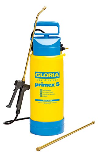 Gloria Pulverizador de Presión 5 L Primex, con Lanza de Alargamiento de Latón, Amarillo