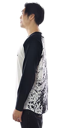 GMYG Dios Chino de la Guerra Guan YU 关羽 Diseño Mix Tres Reinos Heros 100% Algodón Pesado Camiseta de Manga Larga Béisbol Raglán para Hombre t-Shirt(XL,Negro/Blanco)