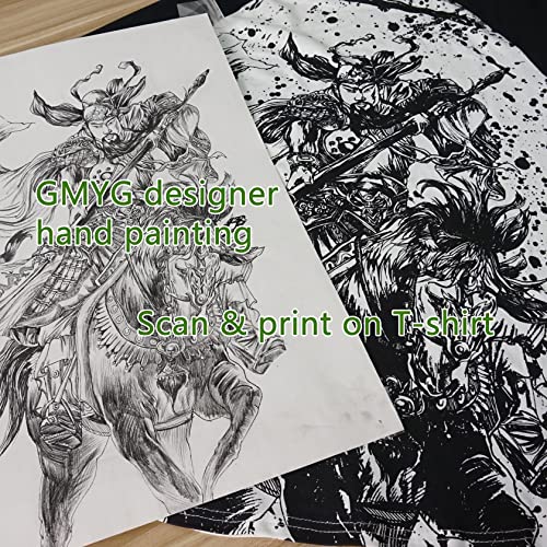 GMYG Dios Chino de la Guerra Guan YU 关羽 Diseño Mix Tres Reinos Heros 100% Algodón Pesado Camiseta de Manga Larga Béisbol Raglán para Hombre t-Shirt(XL,Negro/Blanco)