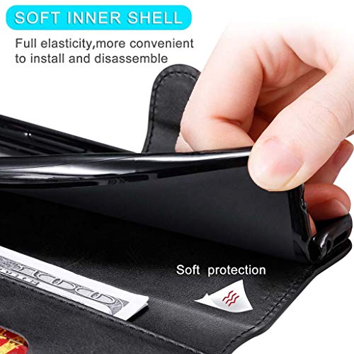 GOGME Funda para Motorola Moto E7 Plus /Moto G9 Play Cartera con Cremallera, Suave PU Cuero Flip Carcasa con Soporte/Tapa Tarjetas, Ultrafino Cubierta Magnética para Motorola Moto E7 Plus, Negro