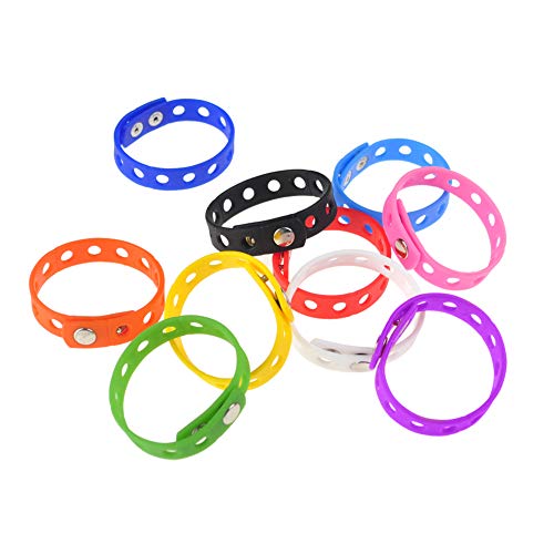 Gogo 10 Pulseras de Silicona Ajustables para Adultos, Muñequeras de Goma, Bandas Elásticas - Multi Colores