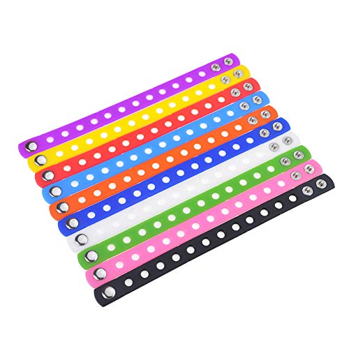 Gogo 10 Pulseras de Silicona Ajustables para Adultos, Muñequeras de Goma, Bandas Elásticas - Multi Colores