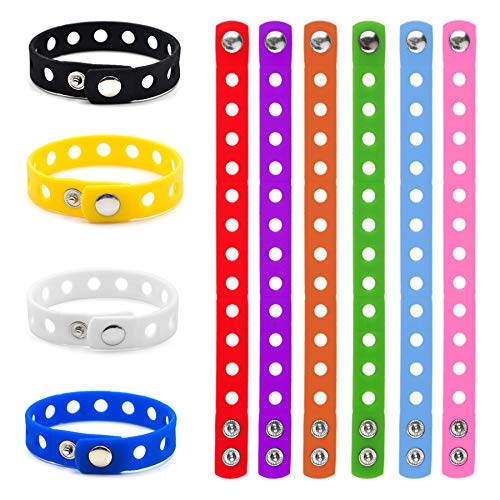 Gogo 10 Pulseras de Silicona Ajustables para Adultos, Muñequeras de Goma, Bandas Elásticas - Multi Colores
