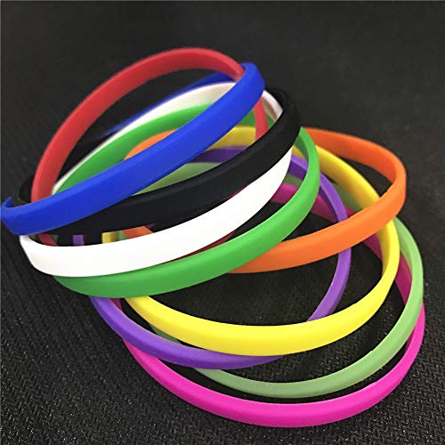 Gogo 100 Pulseras de Silicona Personalizada, Pulsera Elastica de Multicolor, Brazalete de Goma, Brazalete Deportivo - Blanco