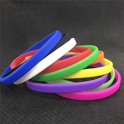 Gogo 100 Pulseras de Silicona Personalizada, Pulsera Elastica de Multicolor, Brazalete de Goma, Brazalete Deportivo - Blanco