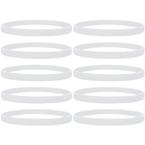 Gogo 100 Pulseras de Silicona Personalizada, Pulsera Elastica de Multicolor, Brazalete de Goma, Brazalete Deportivo - Blanco
