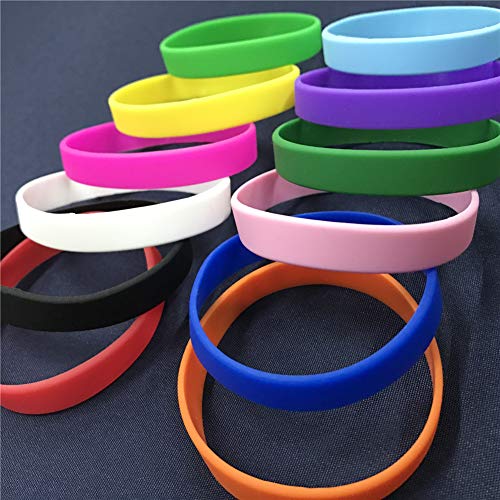 GOGO 120 Piezas de Pulseras de Goma para Adultos, Pulseras de Silicona, Accesorios de Fiesta, Brazalete Elastica de Multicolor - Naranja