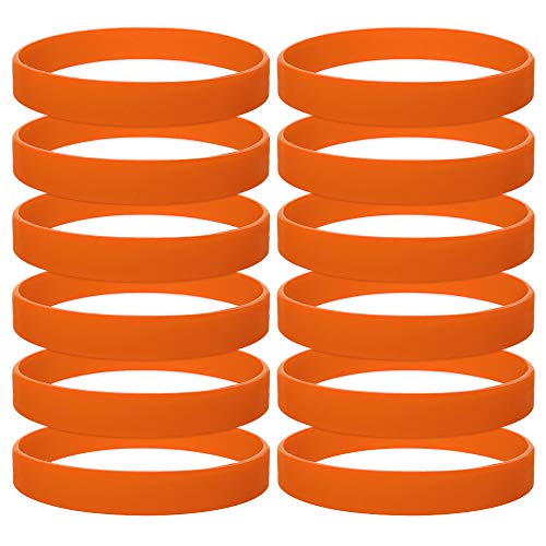 GOGO 120 Piezas de Pulseras de Goma para Adultos, Pulseras de Silicona, Accesorios de Fiesta, Brazalete Elastica de Multicolor - Naranja