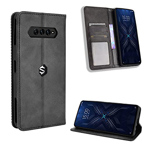 GOKEN Funda para Xiaomi Black Shark 4 Pro/Black Shark 4 Funda, Leather Folio Carcasa con Billetera, Magnética Premium PU/TPU Cuero FILP Case Cover con Soporte/Tapa Tarjetas (Negro)