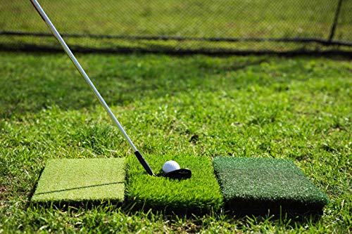 GOLFIT - Alfombrilla de golf plegable 3 en 1 para práctica de césped o patio trasero o para interior – Portátil de calidad premium realista de varias longitudes de césped