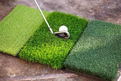 GOLFIT - Alfombrilla de golf plegable 3 en 1 para práctica de césped o patio trasero o para interior – Portátil de calidad premium realista de varias longitudes de césped