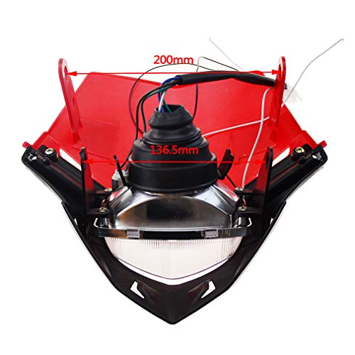 GOOFIT 12v 35w Faro Delantero Moto H4 LáMpara HalóGena De Luz Principal Led De Luz Lateral Universal Motocross Reemplazo Para Bicicleta Cafe Racer Atv Rojo