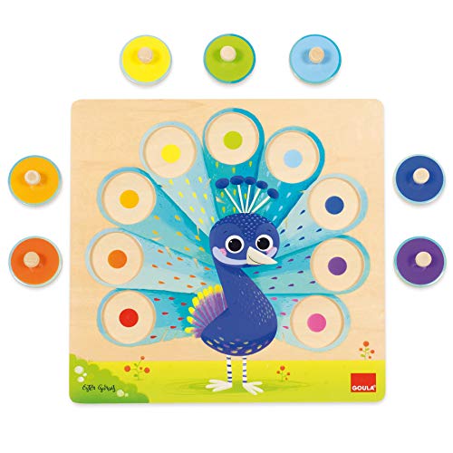 Goula- Puzle pavo real - Encajable de madera a partir de 2 años